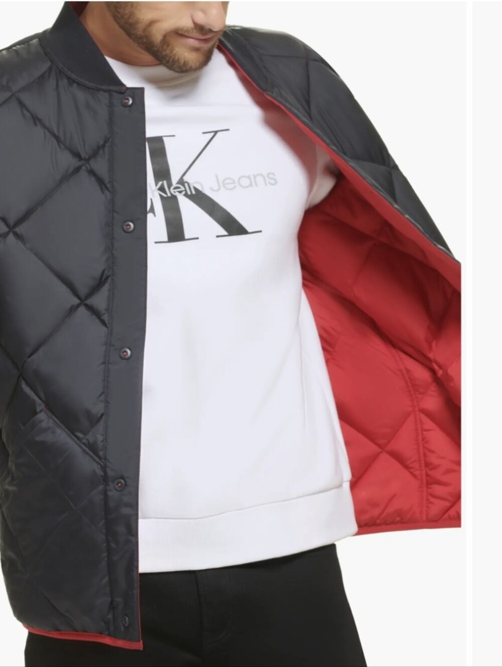 NWT Calvin Klein Mens Reversible Diamond Quilted Jacket - Size MEDIUM
